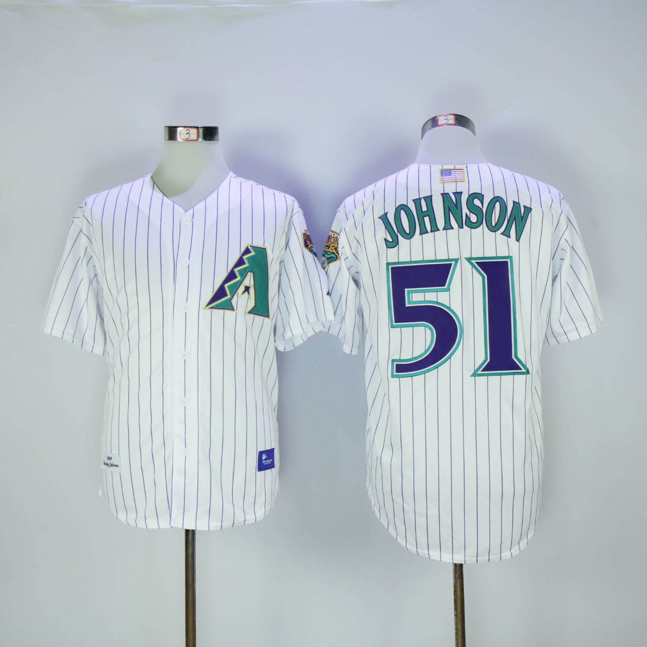 Arizona Diamondbacks #51 Diamondbacks 51 White 2001 Retro Baseball Jersey baseball jersey product view 1