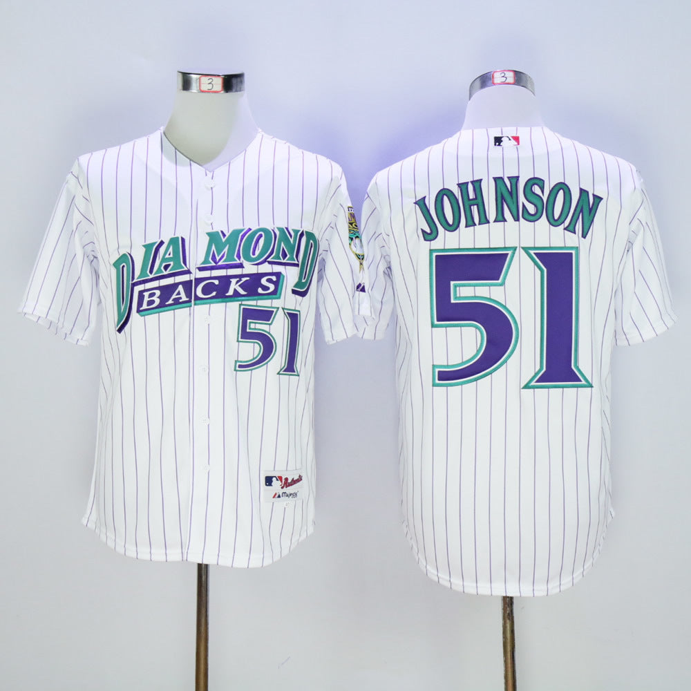 Arizona Diamondbacks #51 Diamondbacks 51 White Purple 1999 Inverted Baseball Jersey baseball jersey product view 1