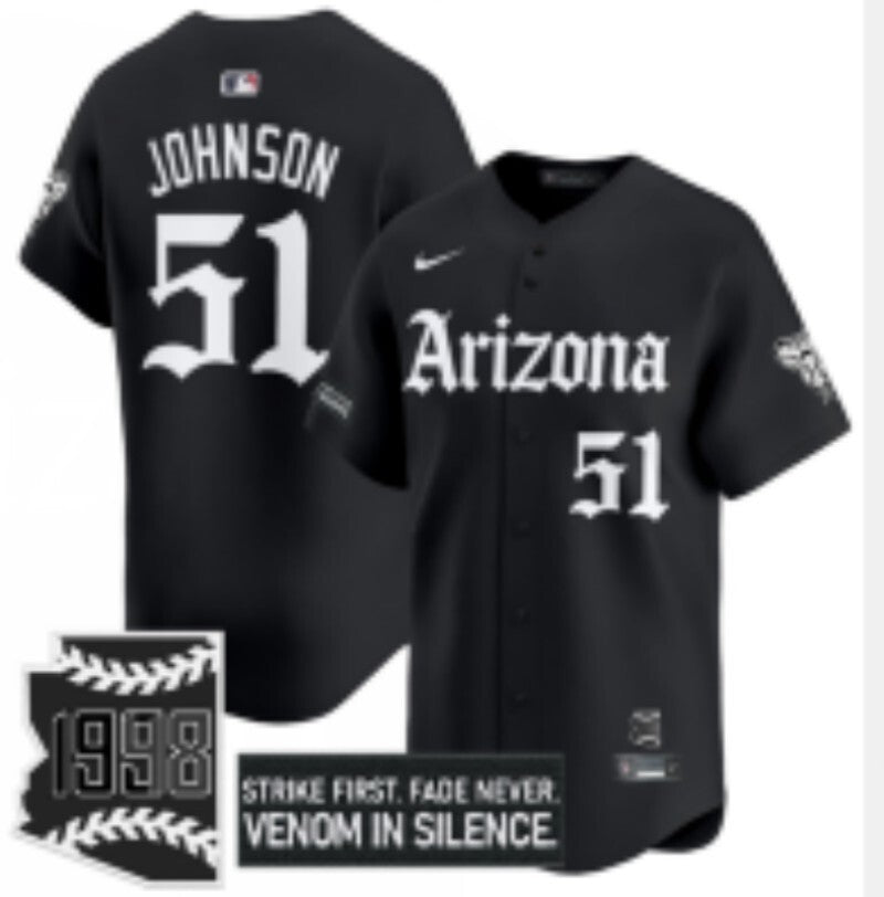 Arizona Diamondbacks #51 Randy Johnson Diamondbacks 5 Collaboration Style 1 Baseball Jersey baseball jersey product view 1