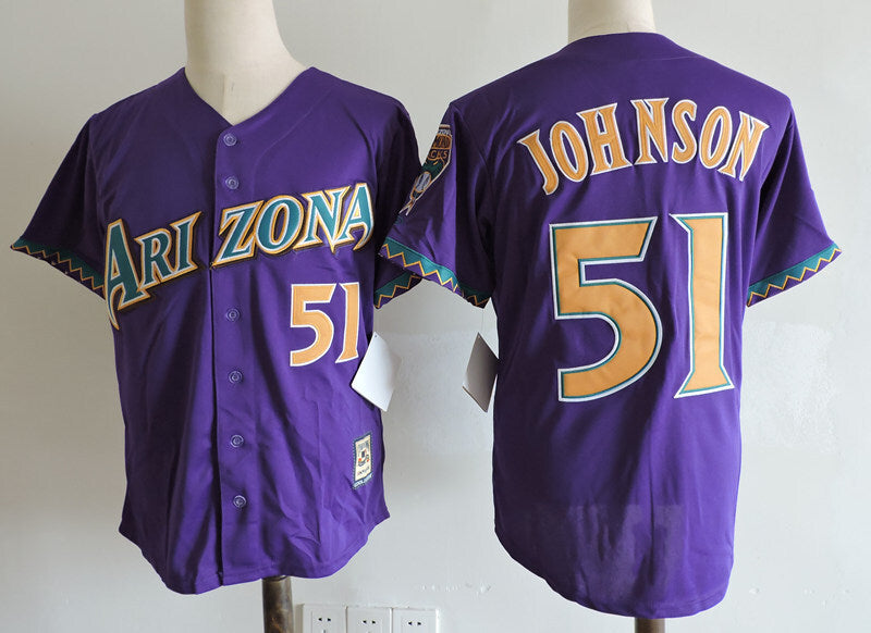 Arizona Diamondbacks #51 Randy Johnson Purple Style 1 Baseball Jersey baseball jersey product view 1