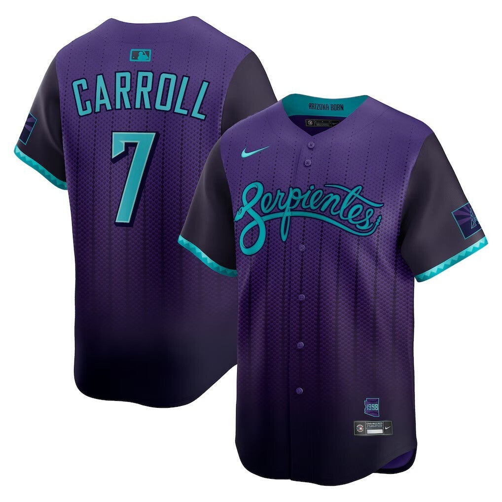 Arizona Diamondbacks #7 Corbin Carroll 2025 City Connect Limited Player Jersey - Purple Baseball Jersey baseball jersey product view 1