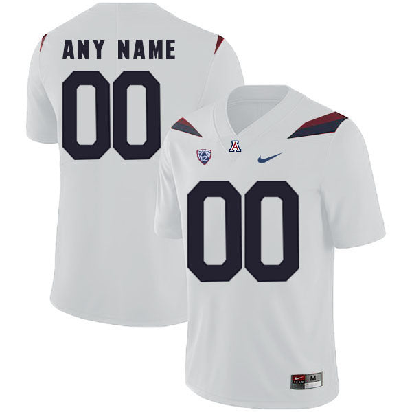 Arizona Wildcats Any Name 00 White College Football Jersey football jersey product view 1