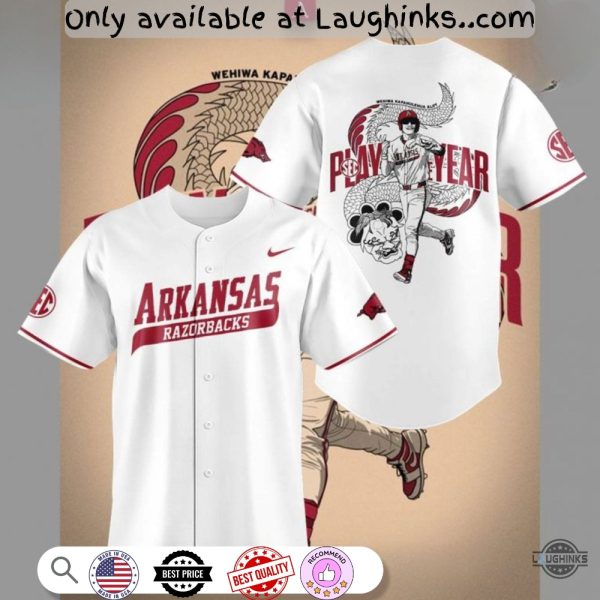 Arkansas Razorback X Wehiwa Aloy Sec Player Of The Year Baseball Jersey Shirt baseball jersey product view 1