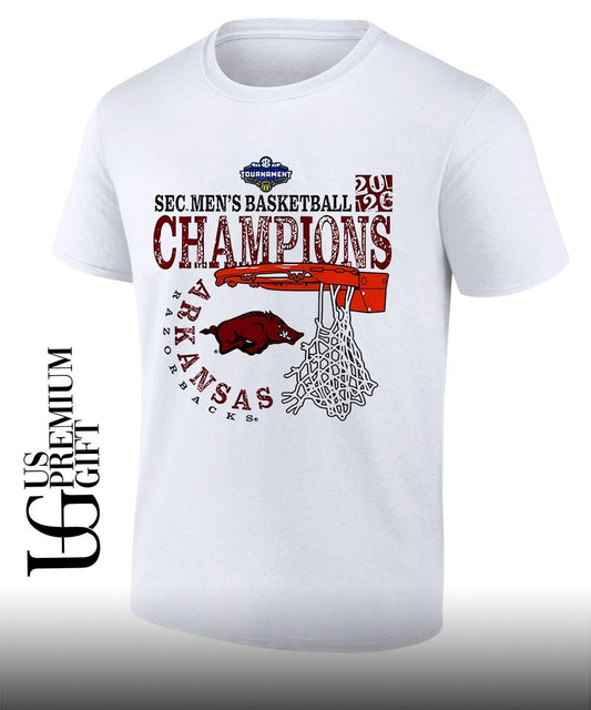 Arkansas Razorbacks 2026 SEC Mens Basketball Tournament Champions cut nets shirt Unisex T-shirt, Sweatshirt, Hoodie, Long Sleeve Tee - T-Shirt, Sweatshirt, Hoodie