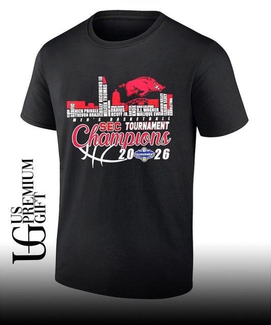 Arkansas Razorbacks 2026 SEC Mens Basketball Tournament Champions vintage shirt Unisex T-shirt, Sweatshirt, Hoodie, Long Sleeve Tee - T-Shirt, Sweatshirt, Hoodie