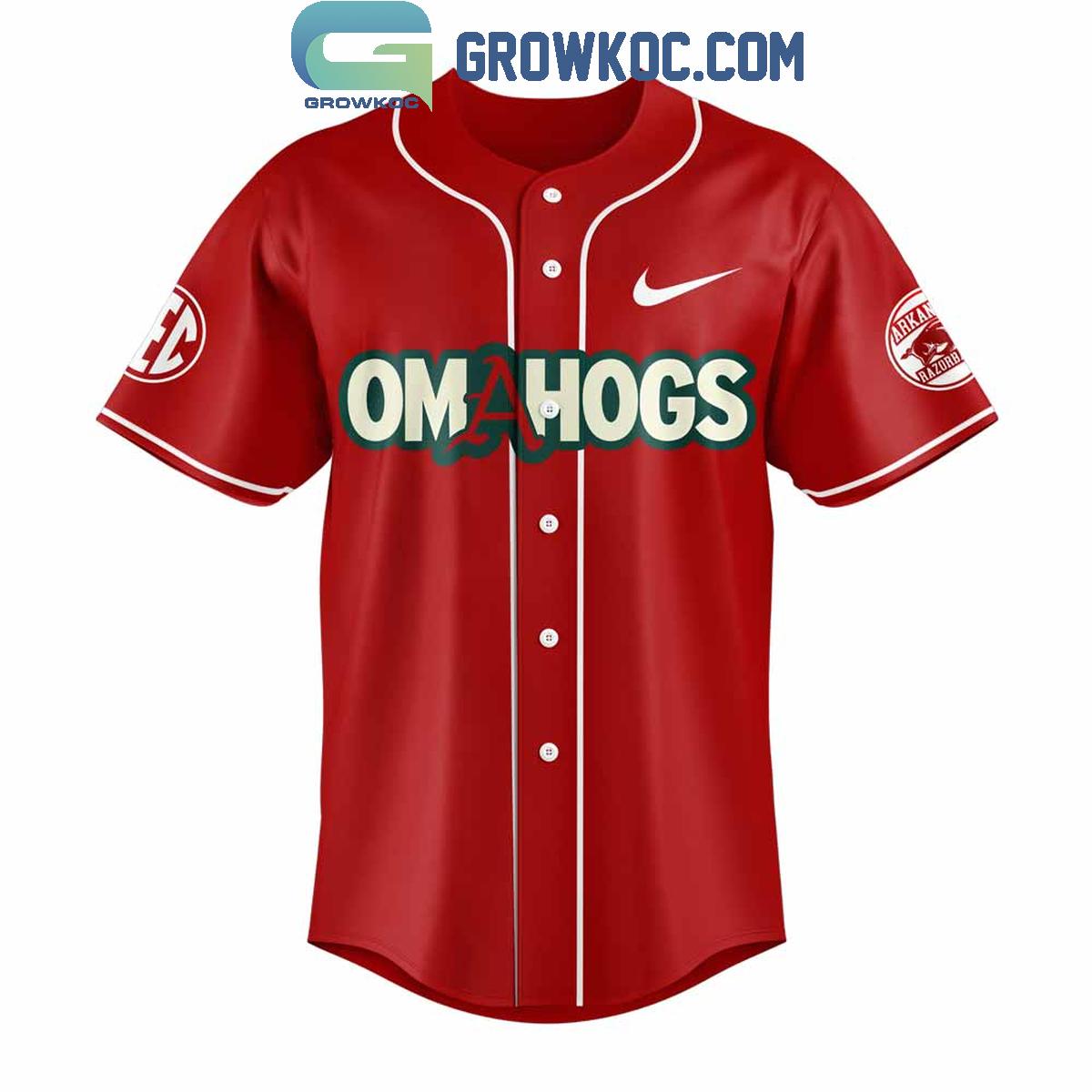 Arkansas Razorbacks Baseball NCAA Super Regional Champions Baseball Jersey baseball jersey product view 2