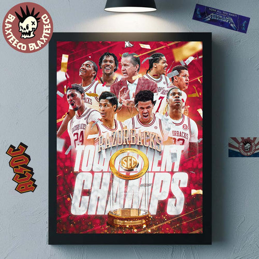 Arkansas Razorbacks Mens Basketball 2026 SEC Tournament Champions Home Decor Poster Canvas - T-Shirt, Sweatshirt, Hoodie