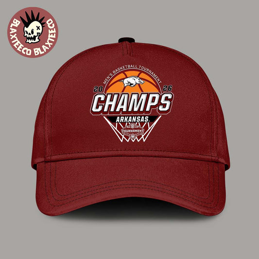 Arkansas Razorbacks Mens Basketball 2026 SEC Tournament Champions Locker Room Cardinal Red Classic Cap Hat Snapback - T-Shirt, Sweatshirt, Hoodie