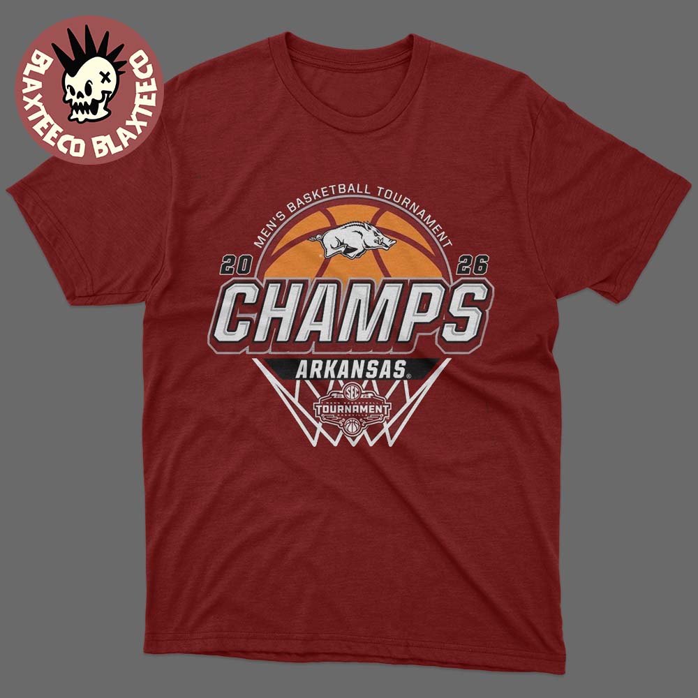 Arkansas Razorbacks Mens Basketball 2026 SEC Tournament Champions Locker Room Cardinal Red T-Shirt - T-Shirt, Sweatshirt, Hoodie