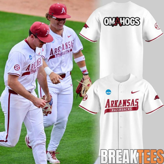 Arkansas Razorbacks New Omahogs Baseball White Jersey Unisex T-shirt, Sweatshirt, Hoodie, Long Sleeve Tee - T-Shirt, Sweatshirt, Hoodie