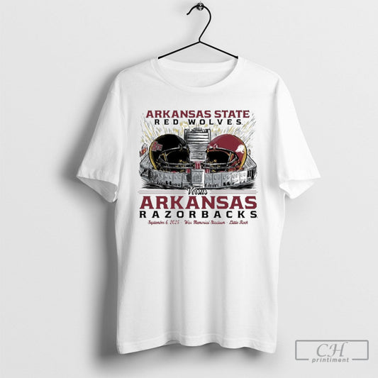 Arkansas Vs Arkansas State Game Day 2025 September 6 T Shirt Tee Unisex T-shirt, Sweatshirt, Hoodie, Long Sleeve Tee - T-Shirt, Sweatshirt, Hoodie