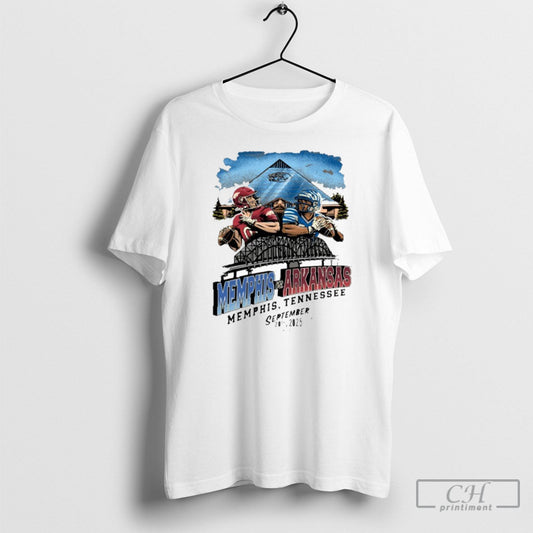 Arkansas Vs Memphis Game Day 2025 September 20th T Shirt Tee Unisex T-shirt, Sweatshirt, Hoodie, Long Sleeve Tee - T-Shirt, Sweatshirt, Hoodie