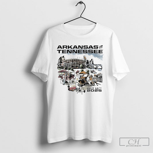 Arkansas Vs Tennessee Game Day 2025 October 11th T Shirt Tee Unisex T-shirt, Sweatshirt, Hoodie, Long Sleeve Tee - T-Shirt, Sweatshirt, Hoodie