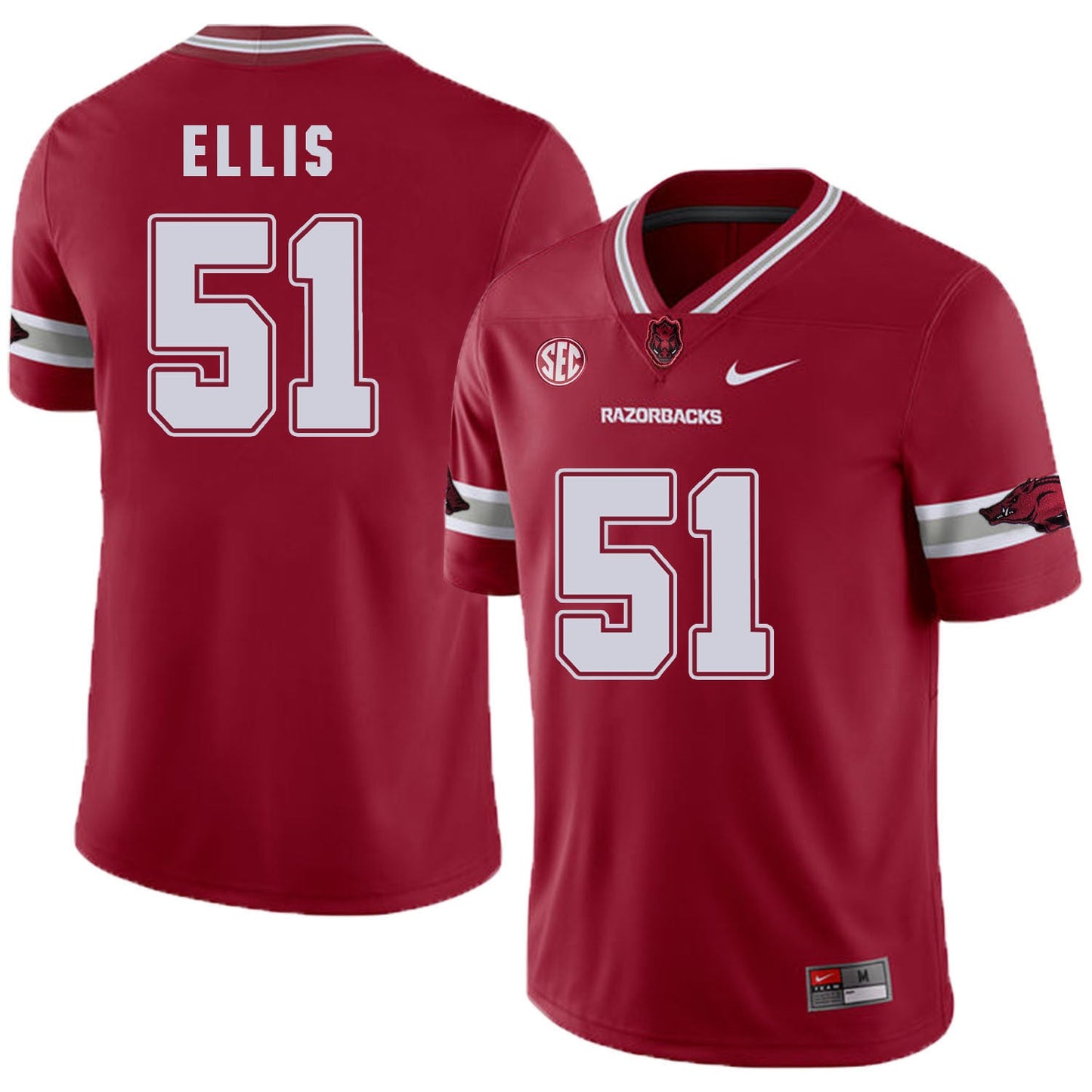 Arkansas Razorbacks Ellis 51 Red College Football Jersey football jersey product view 1