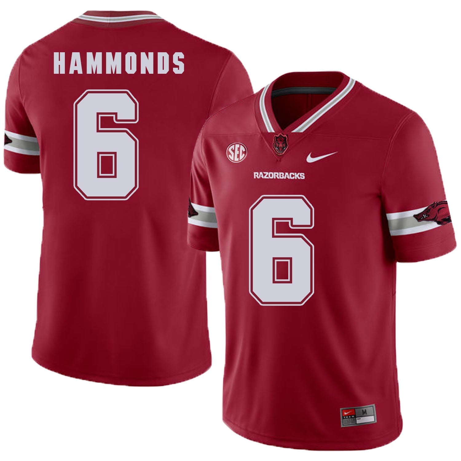 Arkansas Razorbacks Hammonds 6 Red College Football Jersey football jersey product view 1