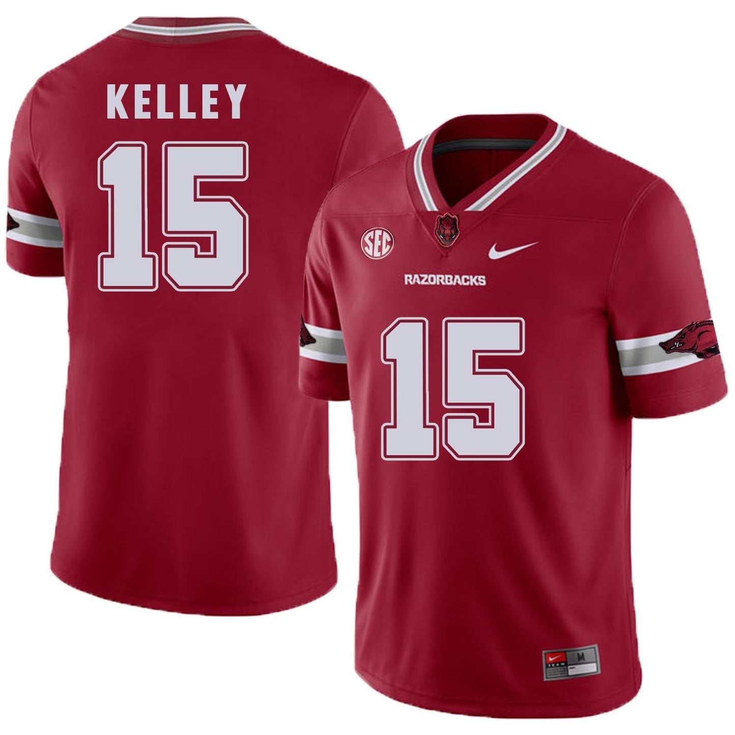 Arkansas Razorbacks Kelley 15 Red College Football Jersey football jersey product view 1
