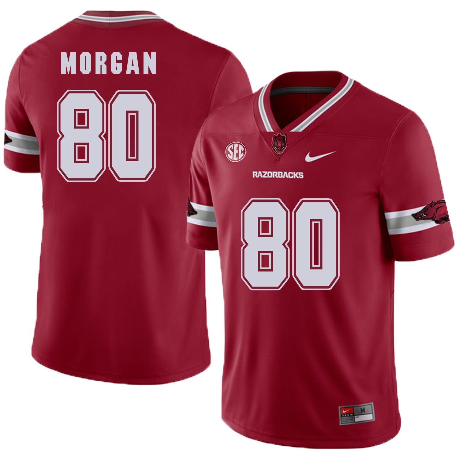 Arkansas Razorbacks Morgan 80 Red College Football Jersey football jersey product view 1