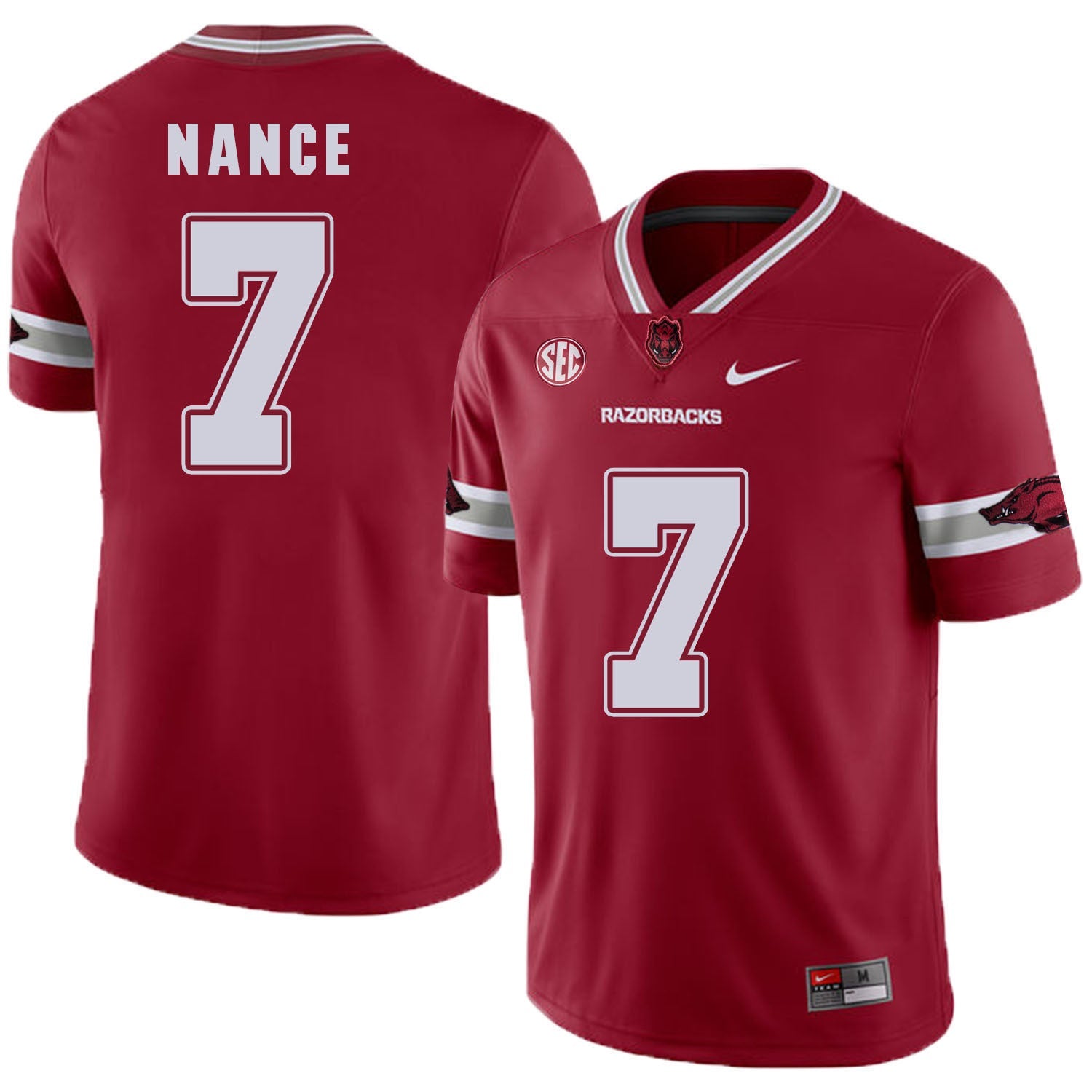 Arkansas Razorbacks Nance 7 Red College Football Jersey football jersey product view 1