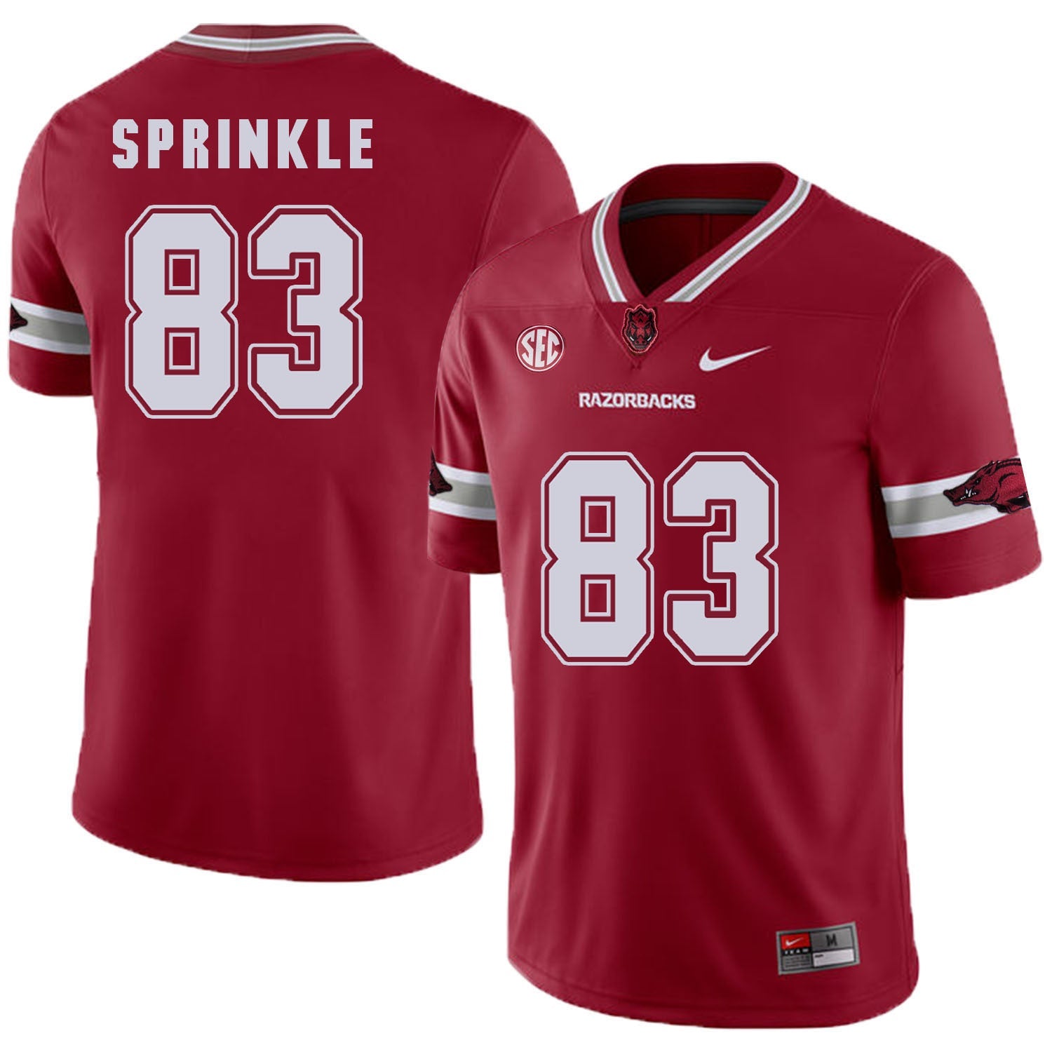 Arkansas Razorbacks Sprinkle 83 Red College Football Jersey football jersey product view 1
