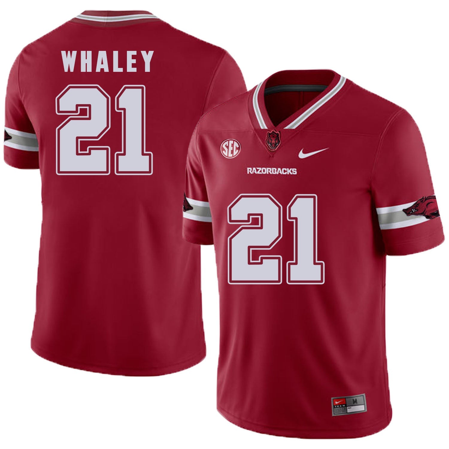 Arkansas Razorbacks Whaley 21 Red College Football Jersey football jersey product view 1