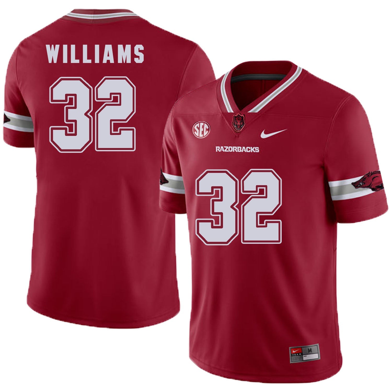 Arkansas Razorbacks Williams 32 Red College Football Jersey football jersey product view 1