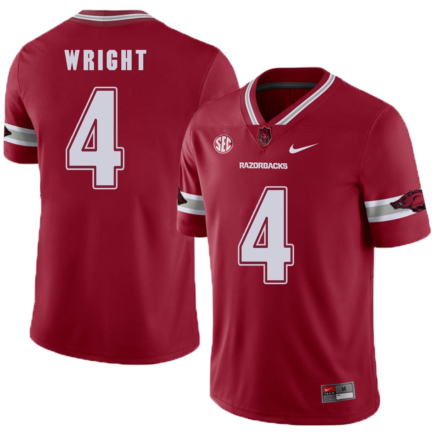 Arkansas Razorbacks Wright 4 Red College Football Jersey football jersey product view 1