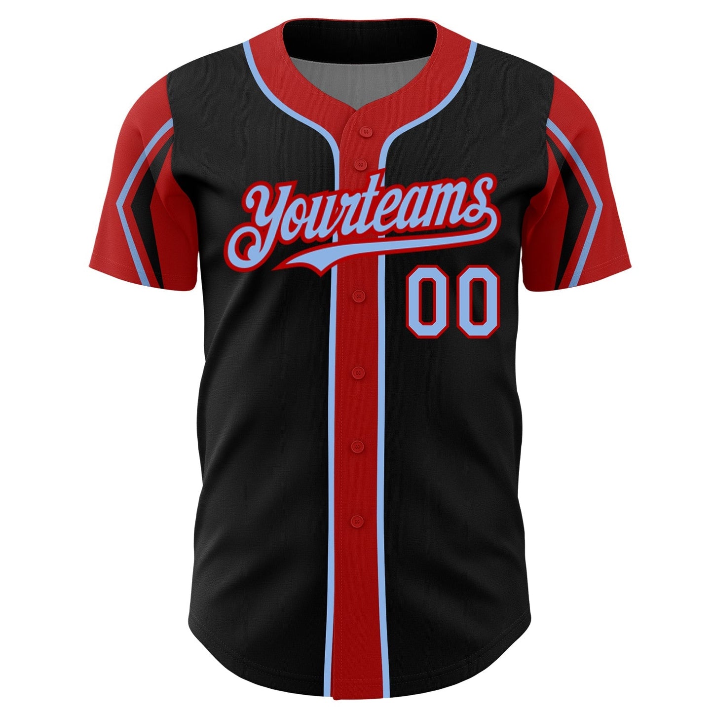 Custom Black Light Blue-Red 3 Colors Arm Shapes Authentic Baseball Jersey baseball jersey product view 3