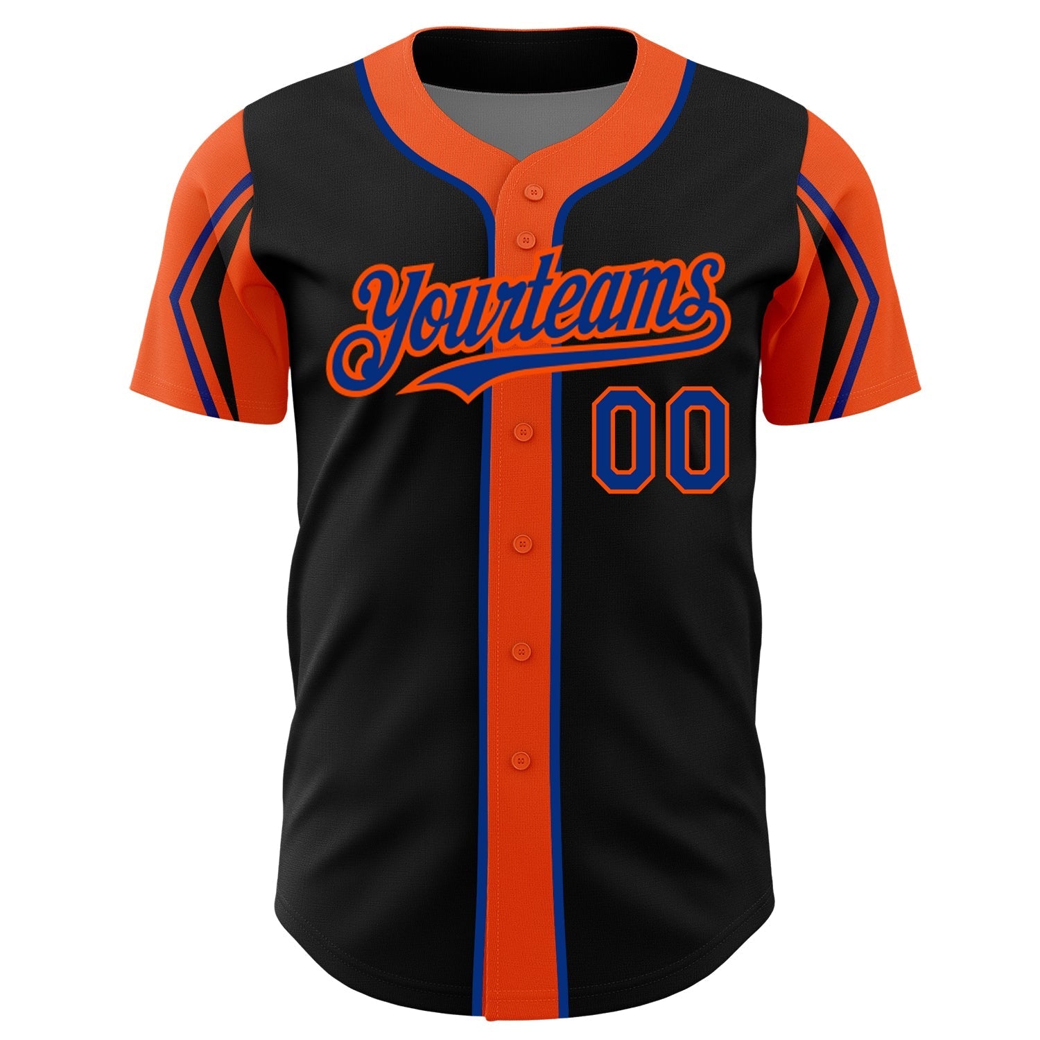 Custom Black Royal-Orange 3 Colors Arm Shapes Authentic Baseball Jersey baseball jersey product view 3