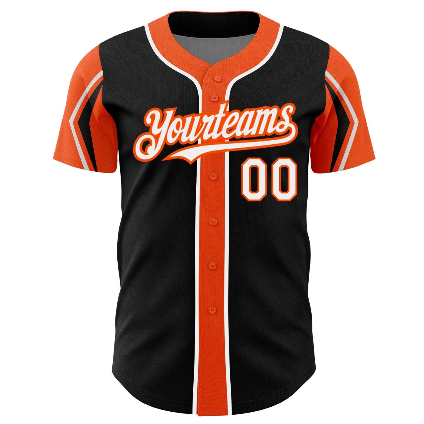 Custom Black White-Orange 3 Colors Arm Shapes Authentic Baseball Jersey baseball jersey product view 3