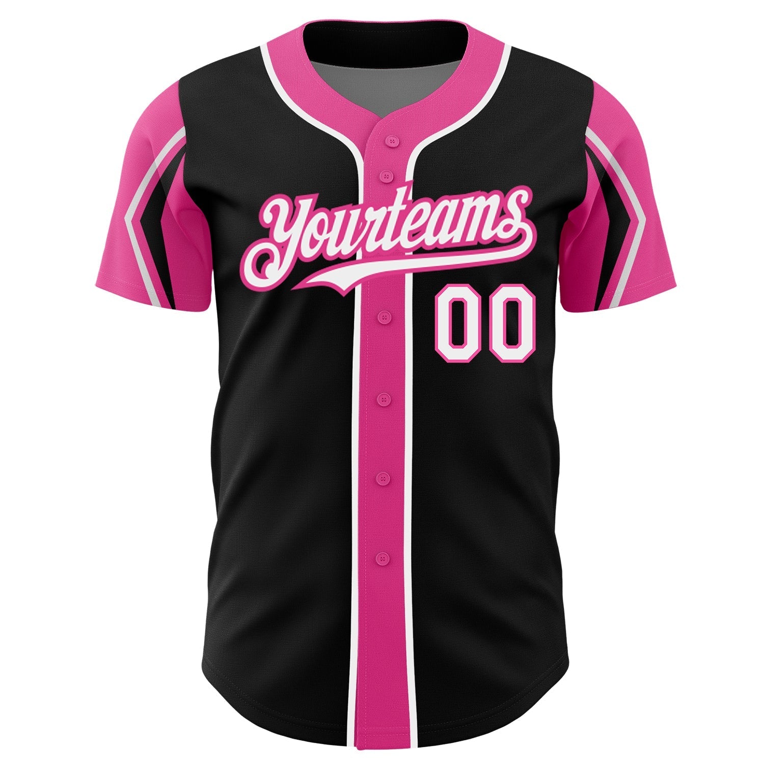 Custom Black White-Pink 3 Colors Arm Shapes Authentic Baseball Jersey baseball jersey product view 3
