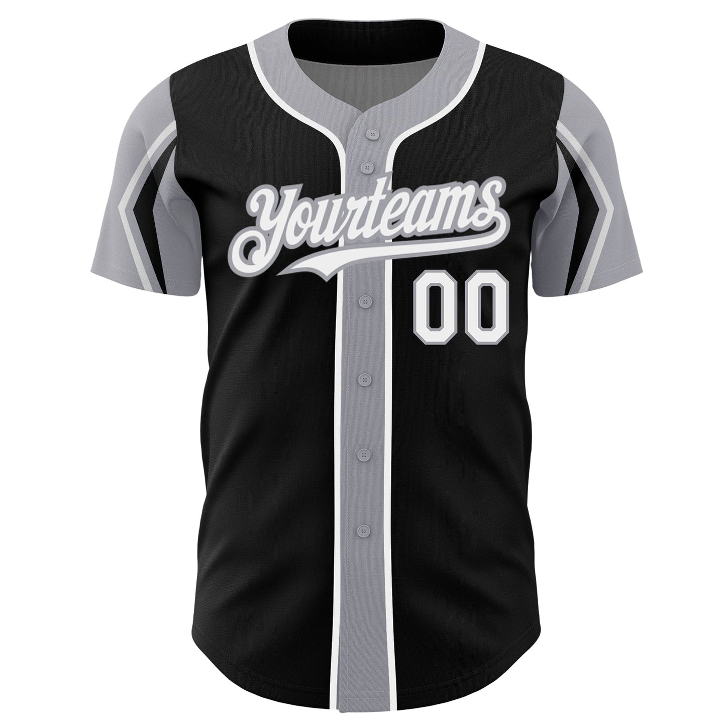 Custom Black White-Gray 3 Colors Arm Shapes Authentic Baseball Jersey baseball jersey product view 3