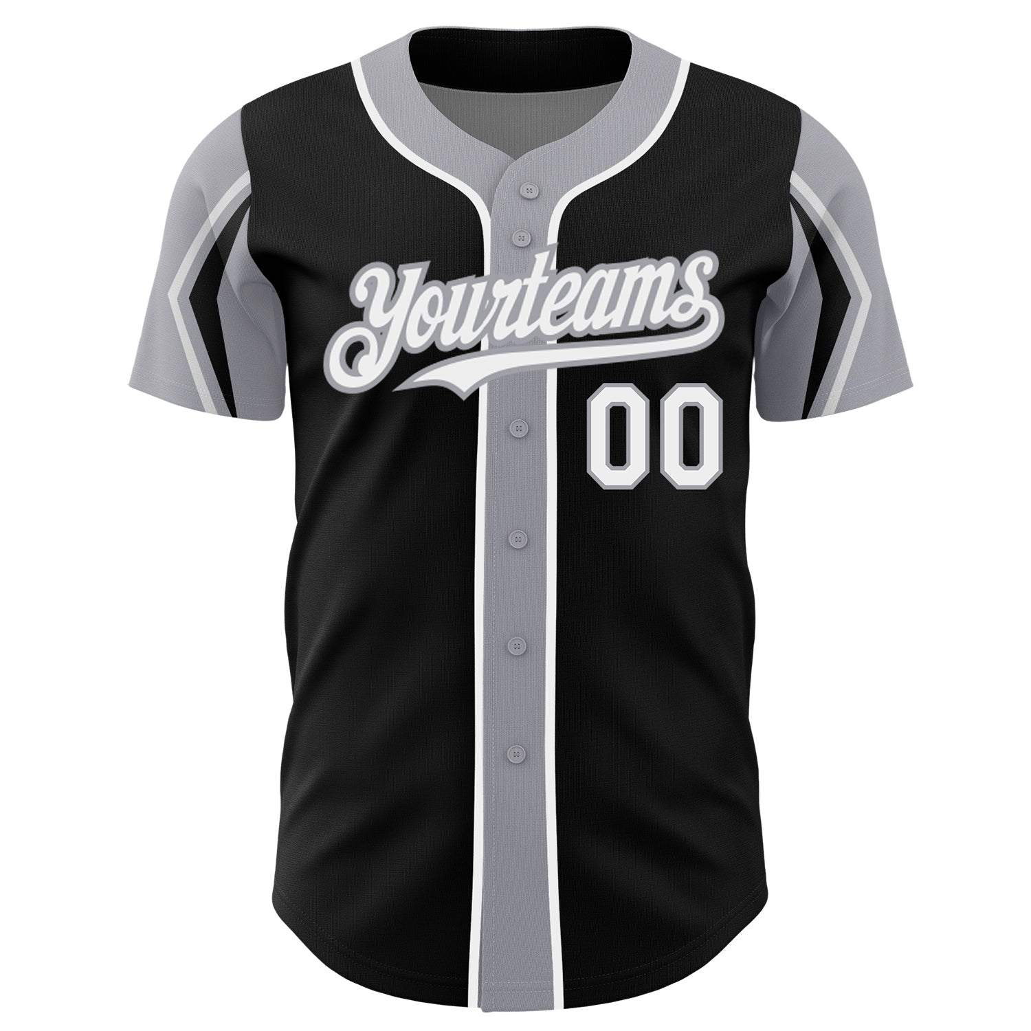 Custom Black White-Gray 3 Colors Arm Shapes Authentic Baseball Jersey baseball jersey product view 3