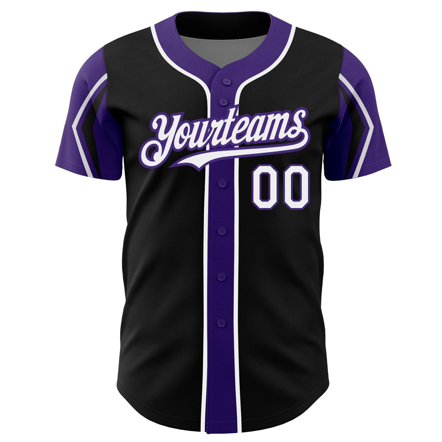 Custom Black White-Purple 3 Colors Arm Shapes Authentic Baseball Jersey baseball jersey product view 3