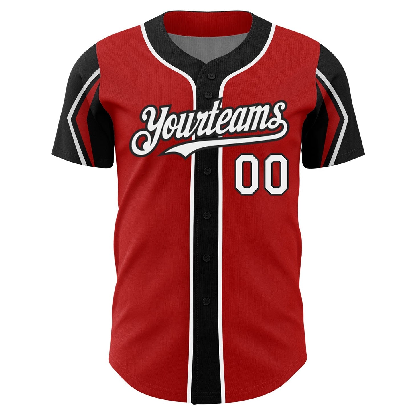 Custom Red White-Black 3 Colors Arm Shapes Authentic Baseball Jersey baseball jersey product view 3