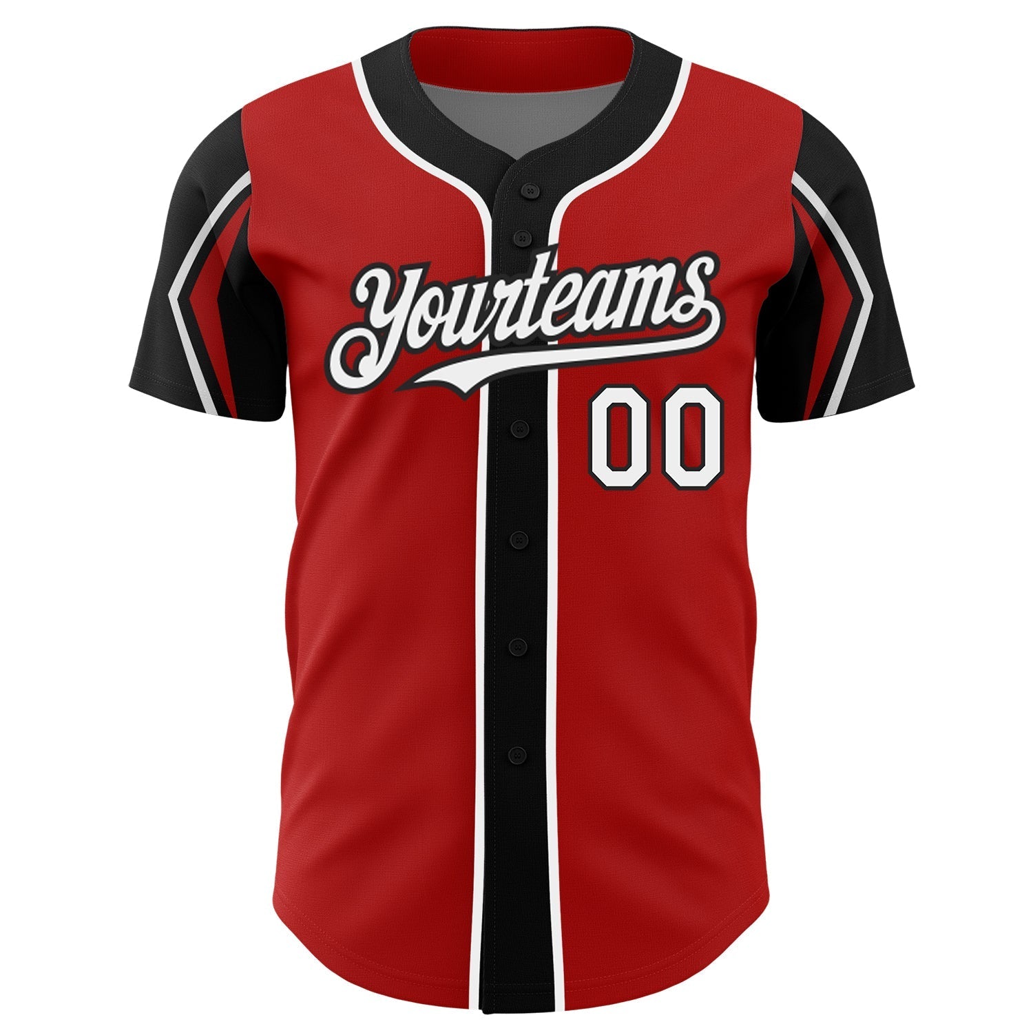 Custom Red White-Black 3 Colors Arm Shapes Authentic Baseball Jersey baseball jersey product view 3