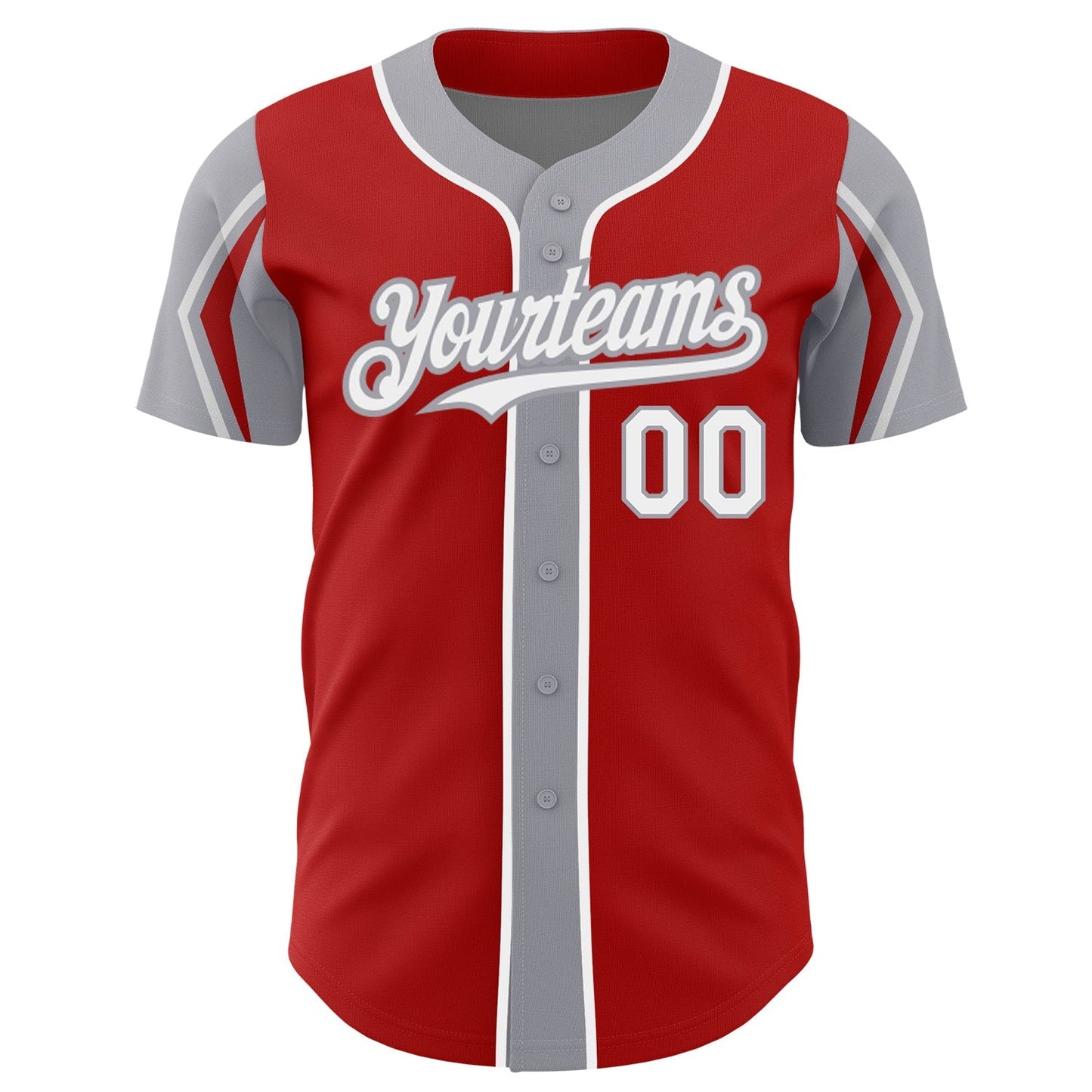 Custom Red White-Gray 3 Colors Arm Shapes Authentic Baseball Jersey baseball jersey product view 3