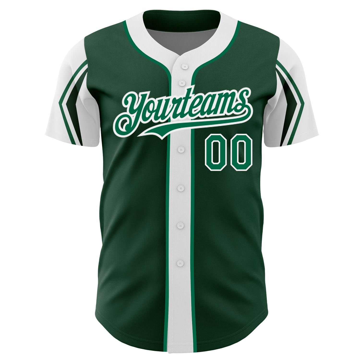 Custom Green Kelly Green-White 3 Colors Arm Shapes Authentic Baseball Jersey baseball jersey product view 3