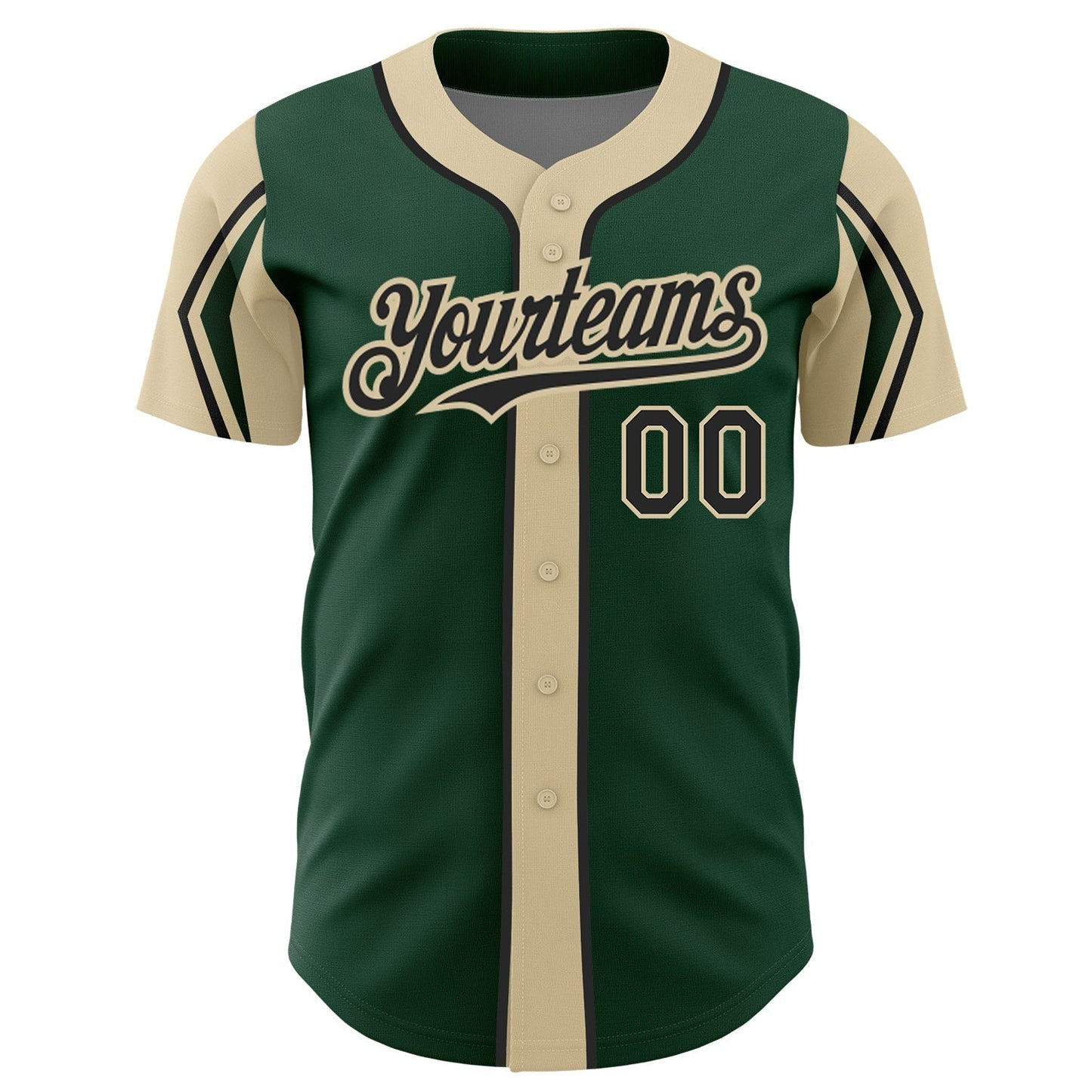 Custom Green Black-City Cream 3 Colors Arm Shapes Authentic Baseball Jersey baseball jersey product view 3