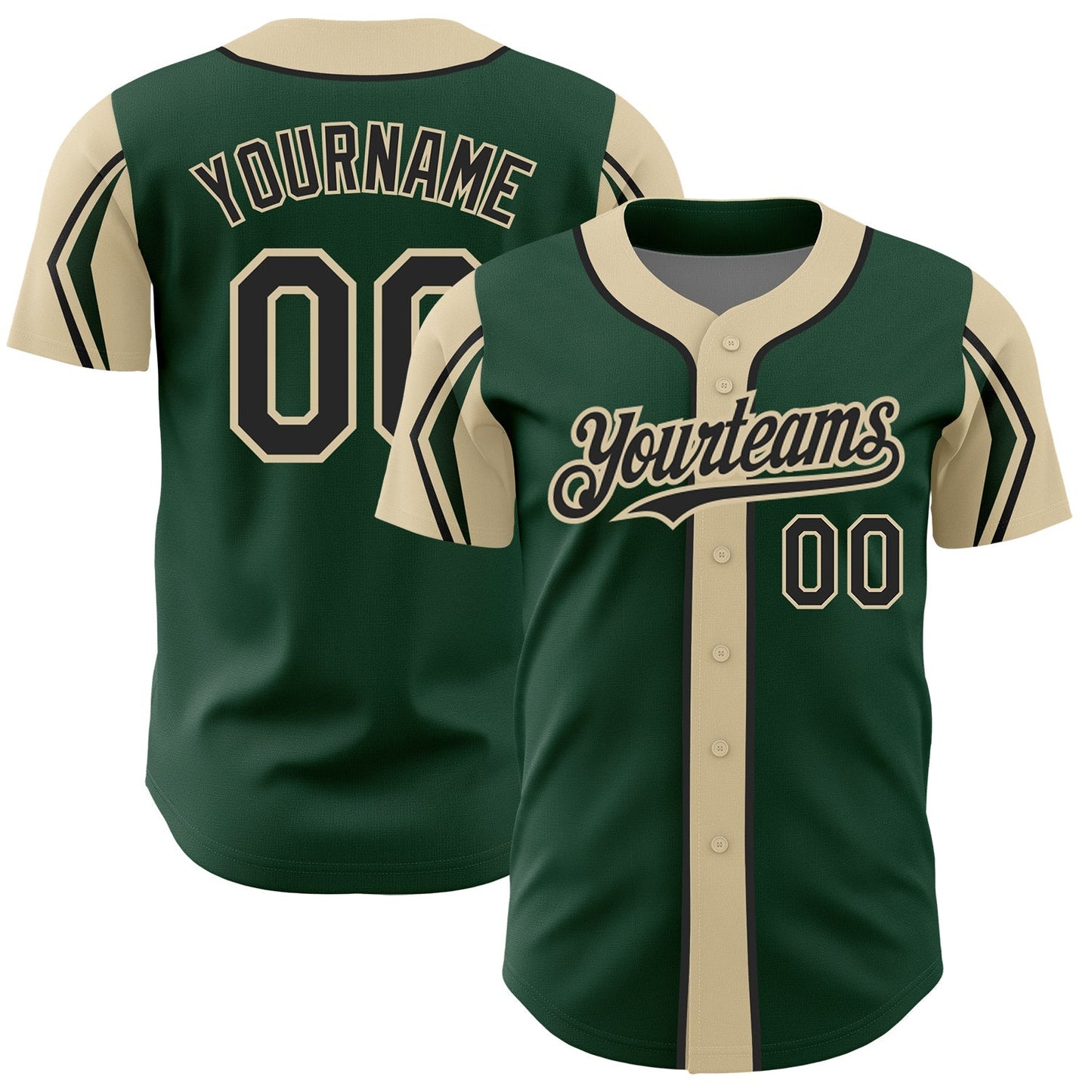 Custom Green Black-City Cream 3 Colors Arm Shapes Authentic Baseball Jersey baseball jersey product view 1