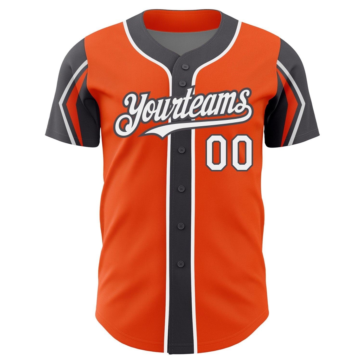 Custom Orange White-Steel Gray 3 Colors Arm Shapes Authentic Baseball Jersey baseball jersey product view 3