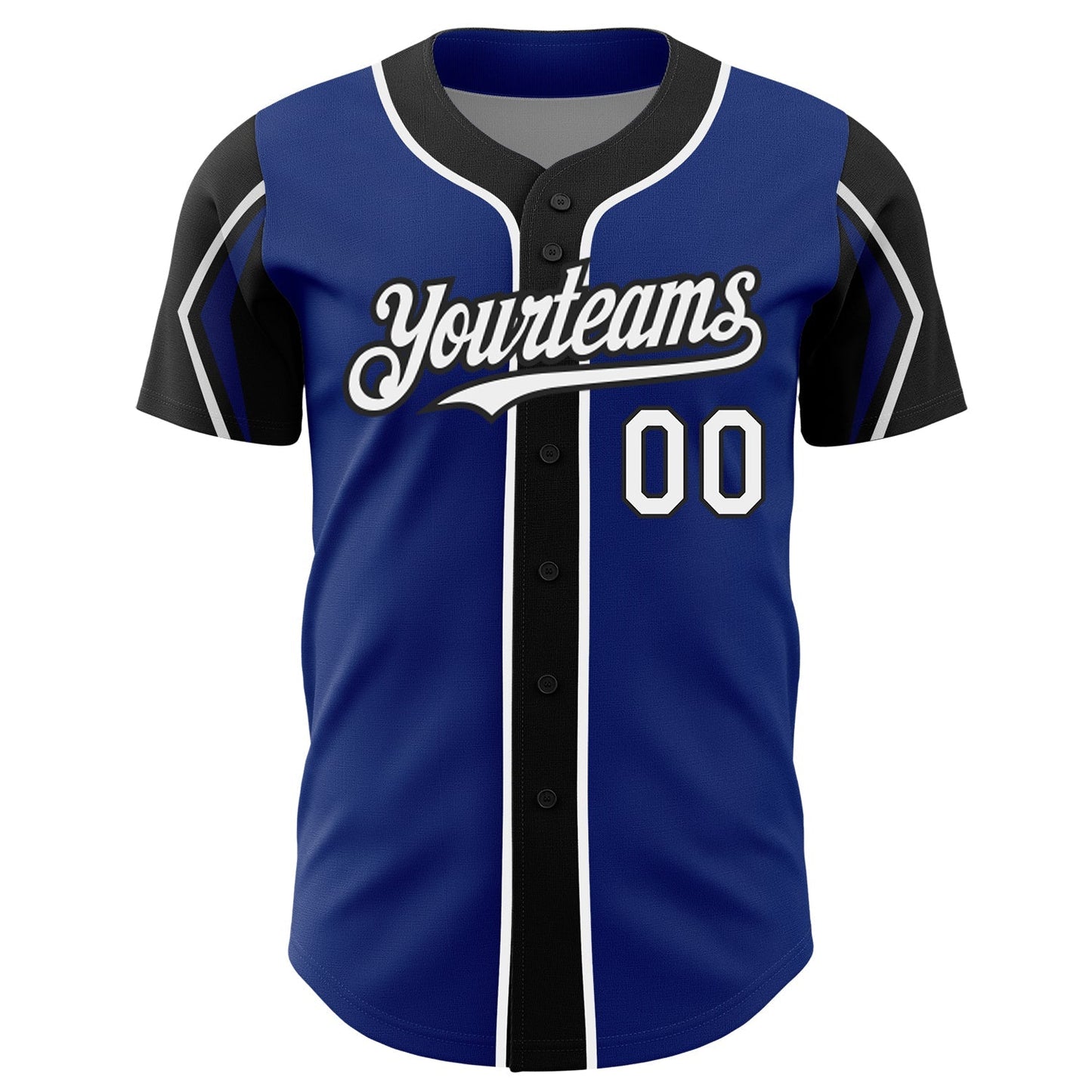 Custom Royal White-Black 3 Colors Arm Shapes Authentic Baseball Jersey baseball jersey product view 3