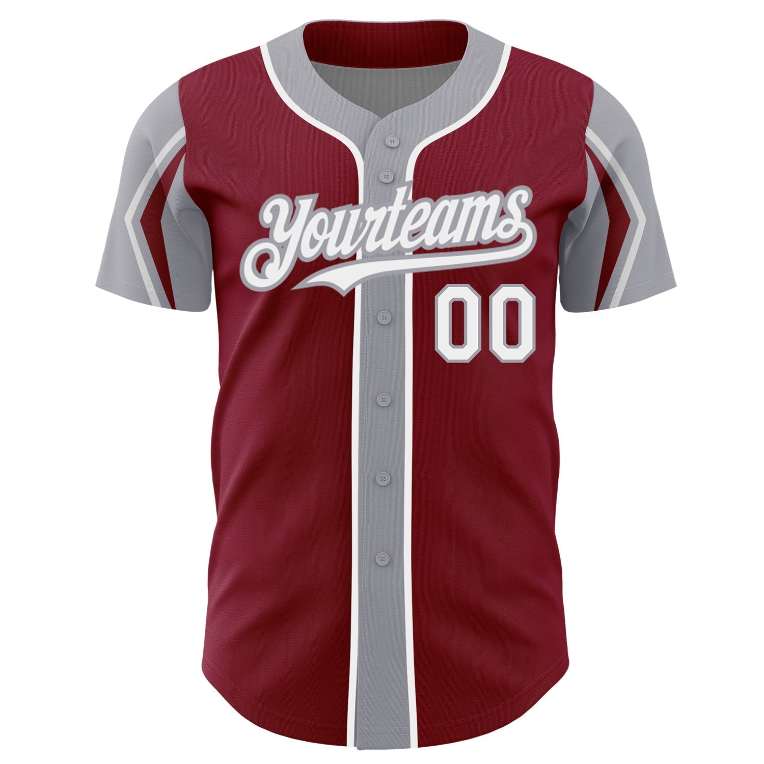 Custom Crimson White-Gray 3 Colors Arm Shapes Authentic Baseball Jersey baseball jersey product view 3