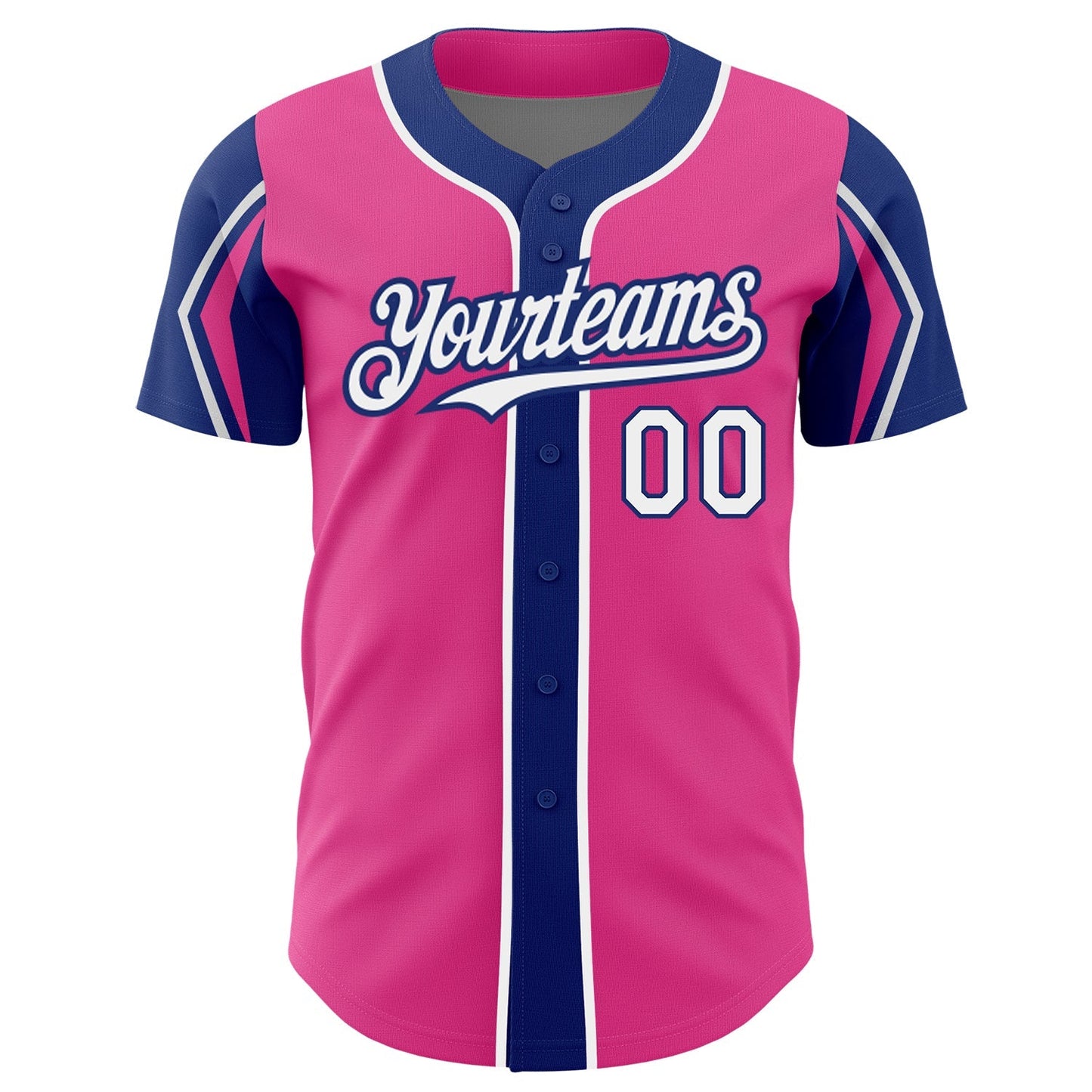 Custom Pink White-Royal 3 Colors Arm Shapes Authentic Baseball Jersey baseball jersey product view 3