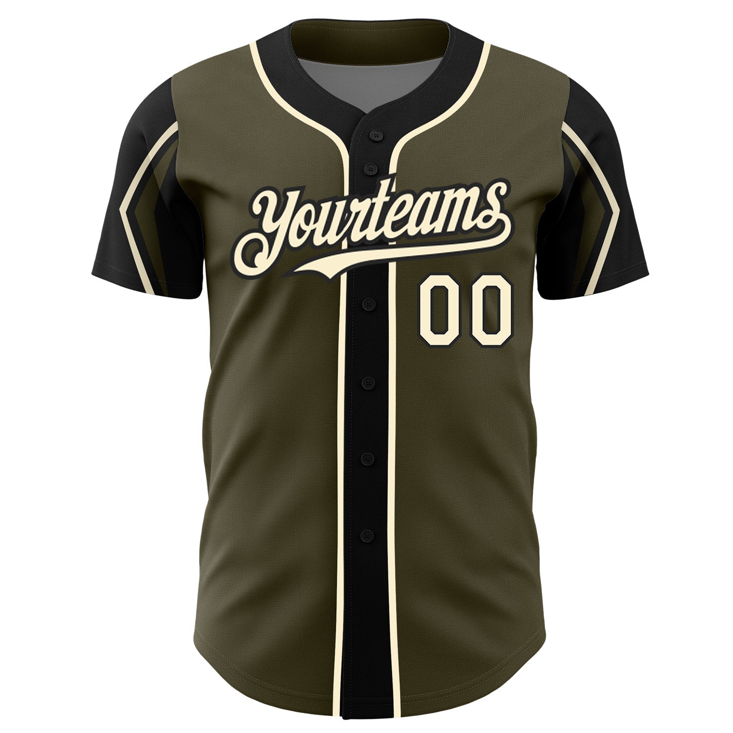 Custom Olive Cream-Black 3 Colors Arm Shapes Authentic Salute To Service Baseball Jersey baseball jersey product view 3