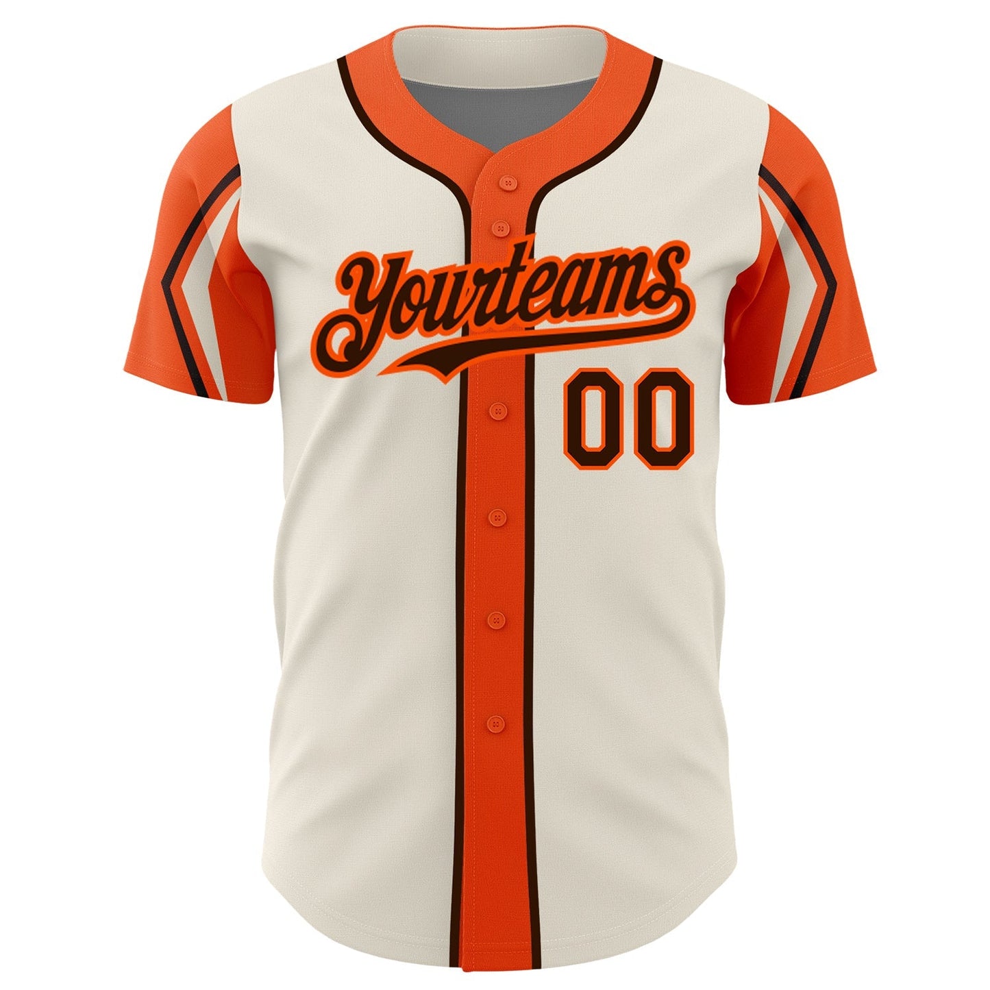 Custom Cream Brown-Orange 3 Colors Arm Shapes Authentic Baseball Jersey baseball jersey product view 3