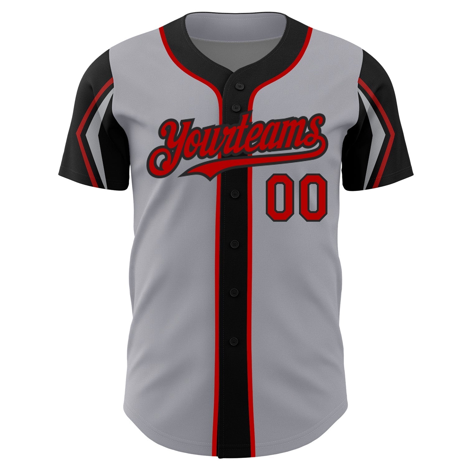Custom Gray Red-Black 3 Colors Arm Shapes Authentic Baseball Jersey baseball jersey product view 3