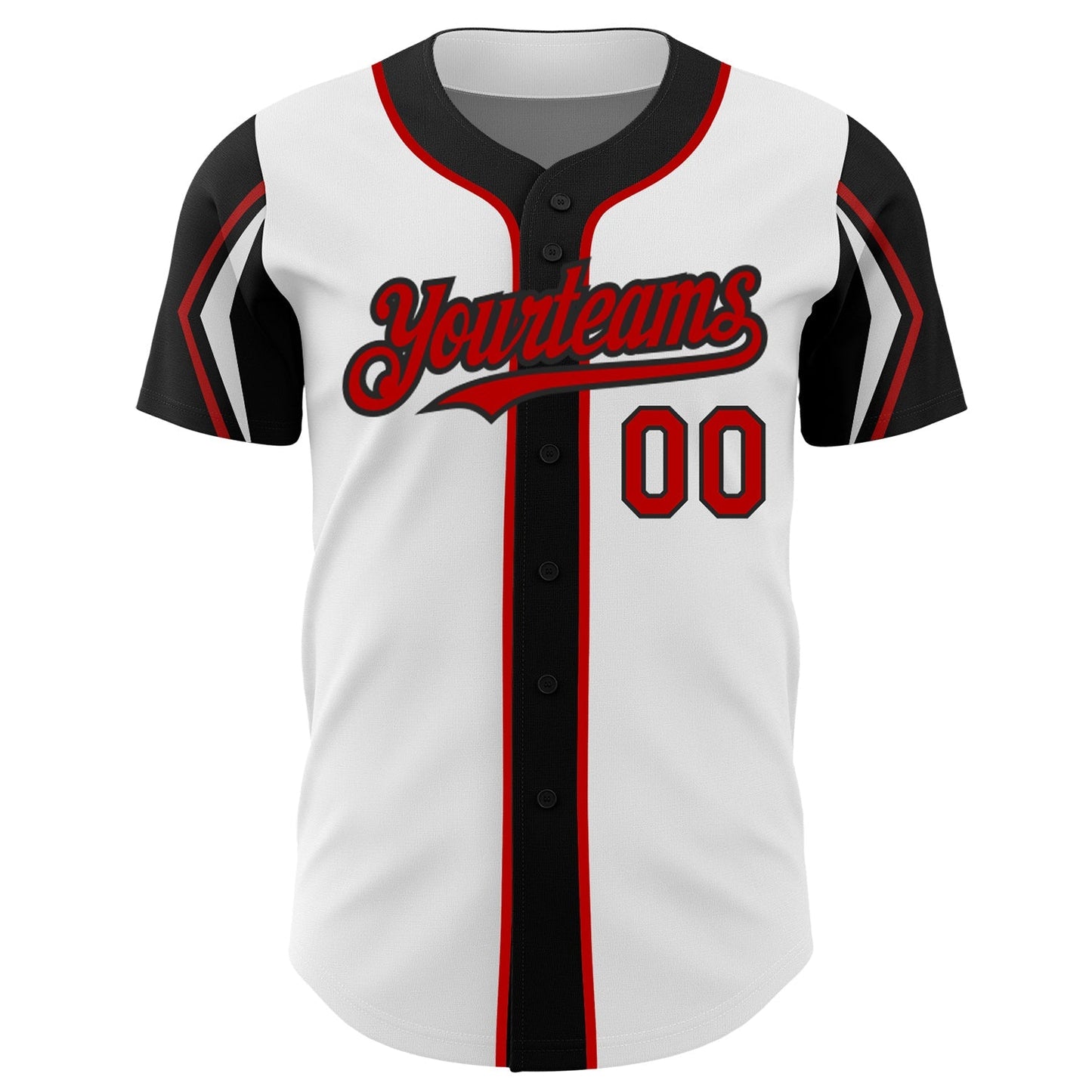 Custom White Red-Black 3 Colors Arm Shapes Authentic Baseball Jersey baseball jersey product view 3