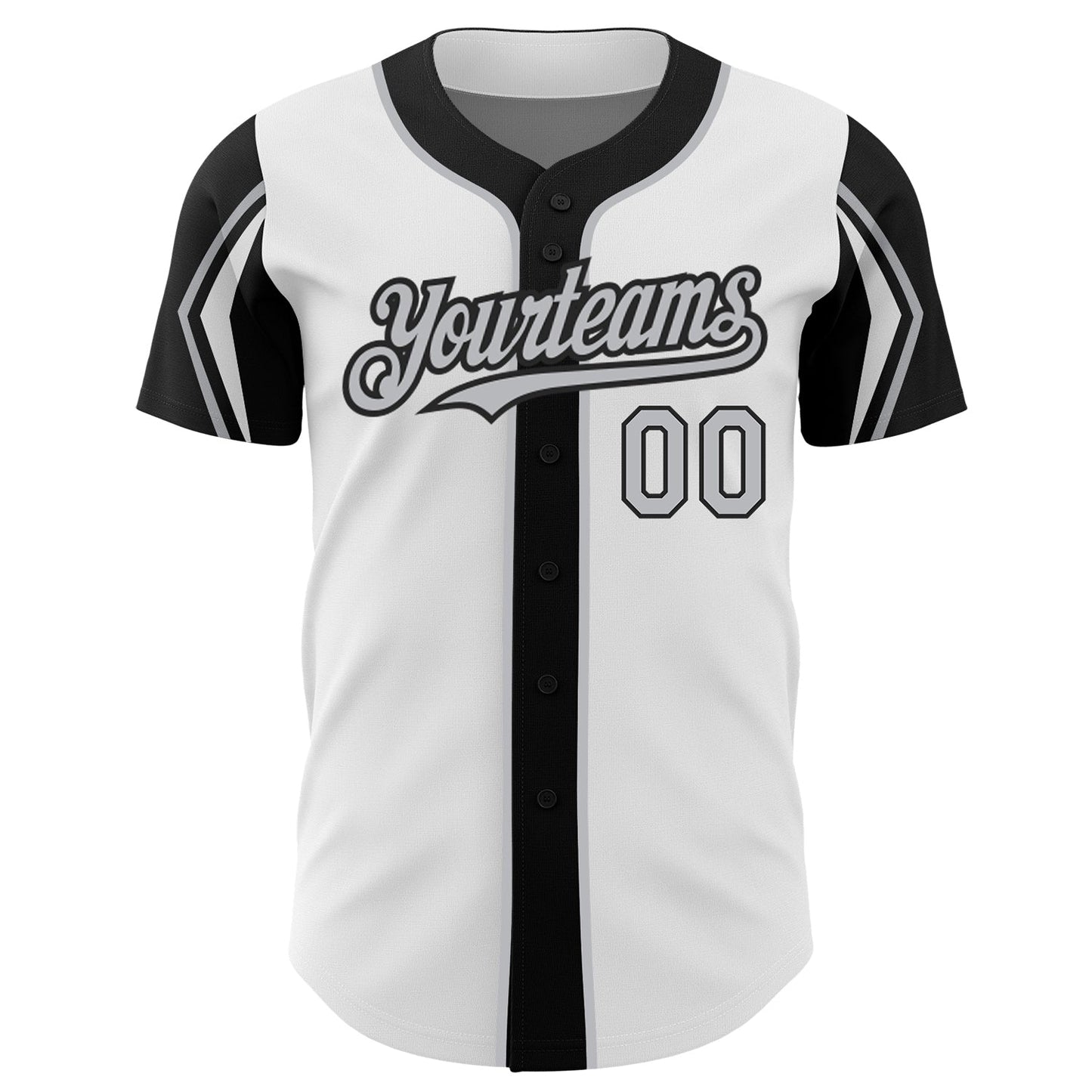 Custom White Gray-Black 3 Colors Arm Shapes Authentic Baseball Jersey baseball jersey product view 3