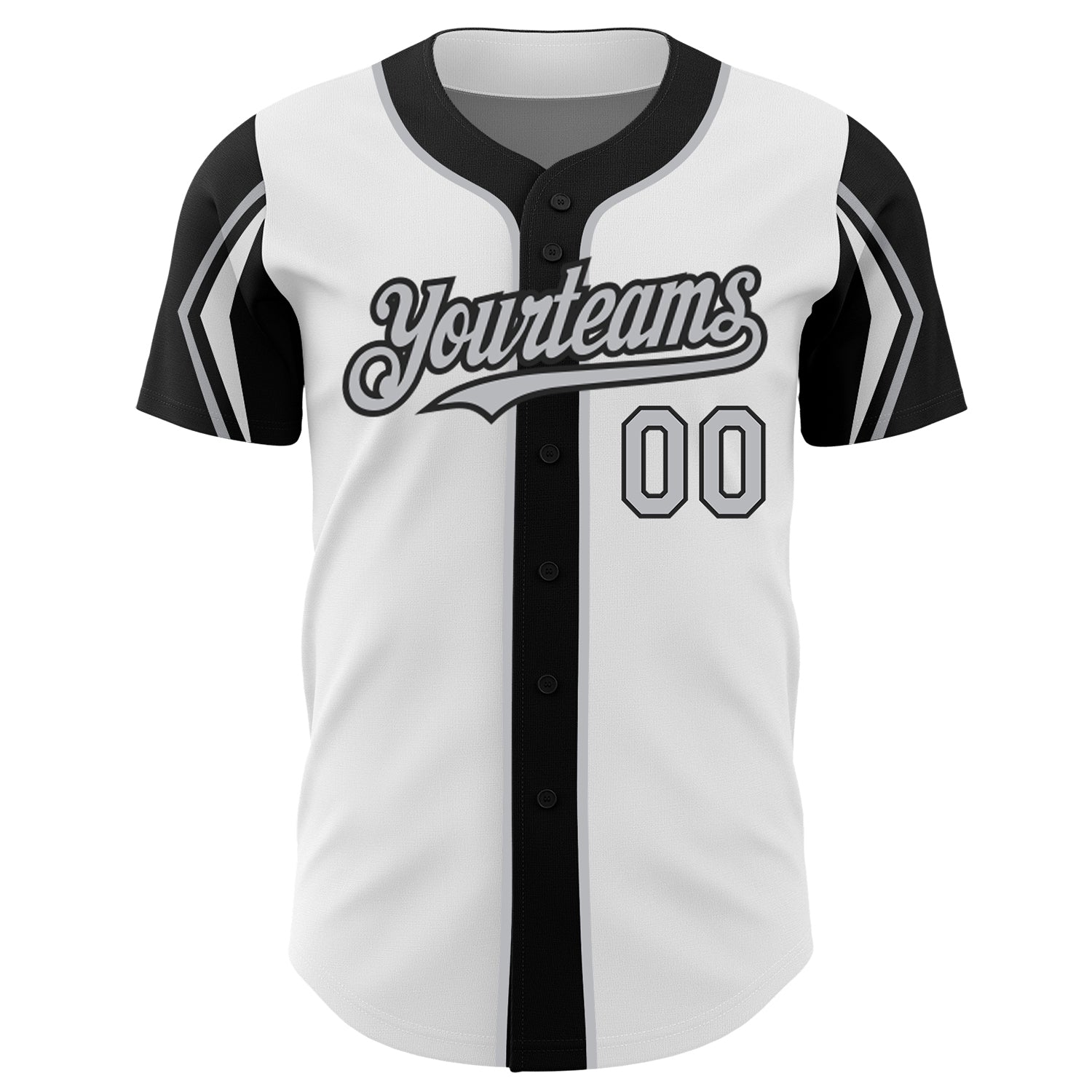 Custom White Gray-Black 3 Colors Arm Shapes Authentic Baseball Jersey baseball jersey product view 3