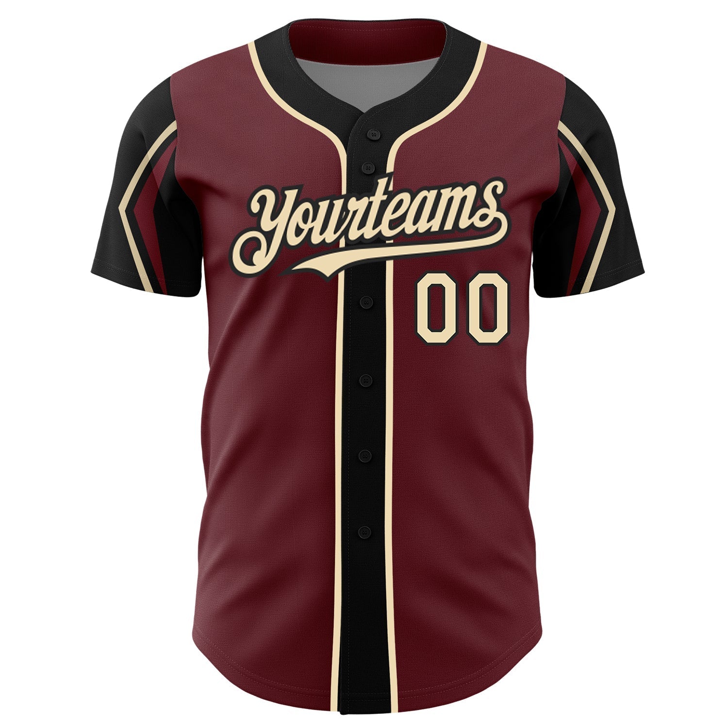 Custom Burgundy City Cream-Black 3 Colors Arm Shapes Authentic Baseball Jersey baseball jersey product view 3